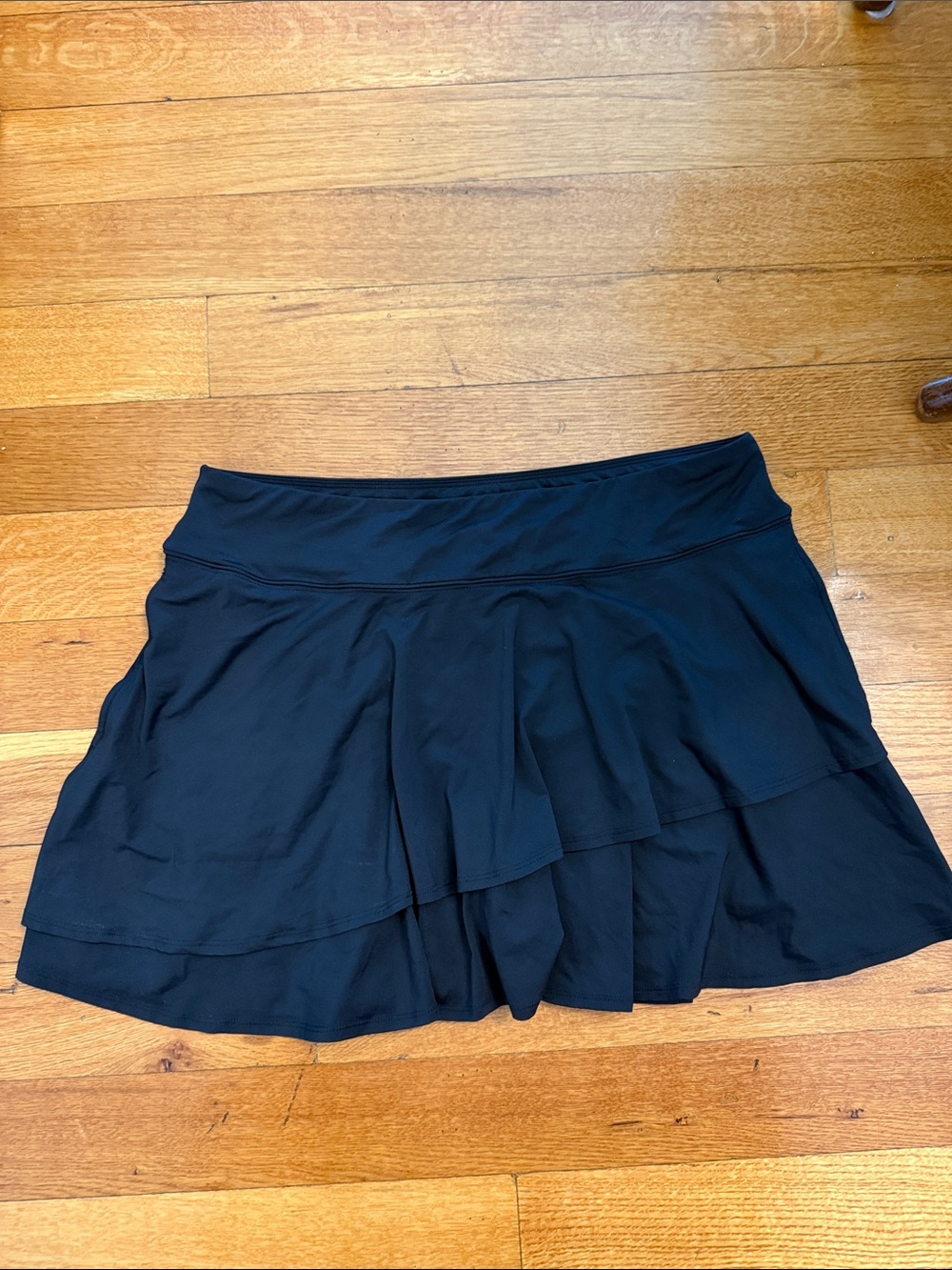 Lands' End Black Activewear Skort with Shorts and pockets, large 14-16 NWT swim